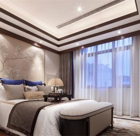 新中式风格卧室窗帘装修设计图-每日推荐