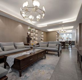 新中式客厅实木家具装饰设计图-每日推荐