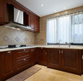 中式风格厨房橱柜装修设计图-每日推荐