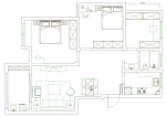 名门南郡104平米三居室现代风格装修案例