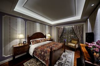 美式风格卧室实木床装饰设计图