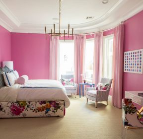 卧室背景墙粉色装饰设计效果图-每日推荐