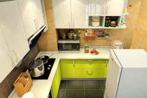 [长沙业之峰装饰]小厨房橱柜色彩搭配，小厨房橱柜如何设计？