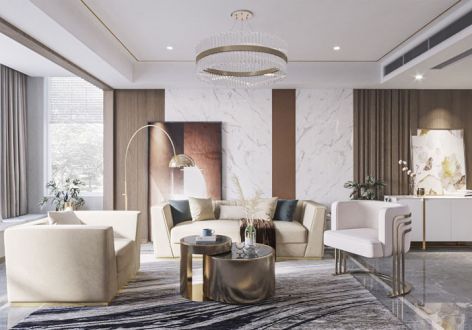 天华国际轻奢风格160平米三居室装修案例
