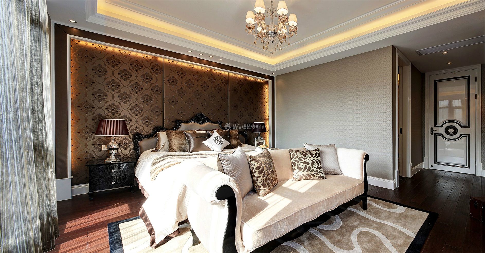 古典风格卧室床头背景墙设计图