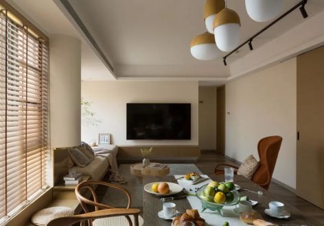 中房阳光美域106㎡三居室日式风格装修案例