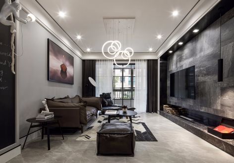 森海豪庭现代风格100平米三室两厅装修案例