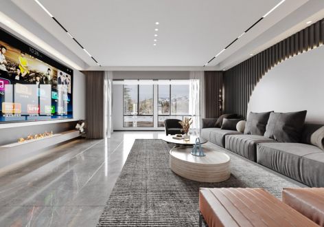 中海国际社区现代风格108平米三居室装修案例