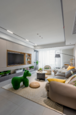 新华尚水湾现代简约风格130平三居室装修案例