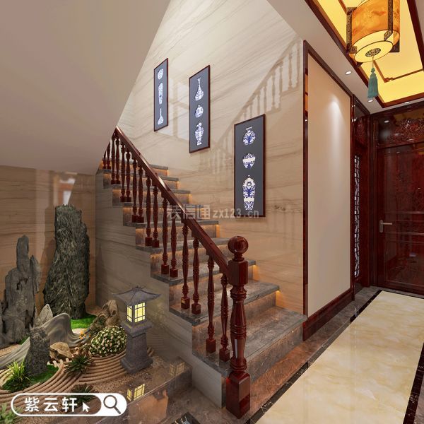 中式装修别墅楼梯