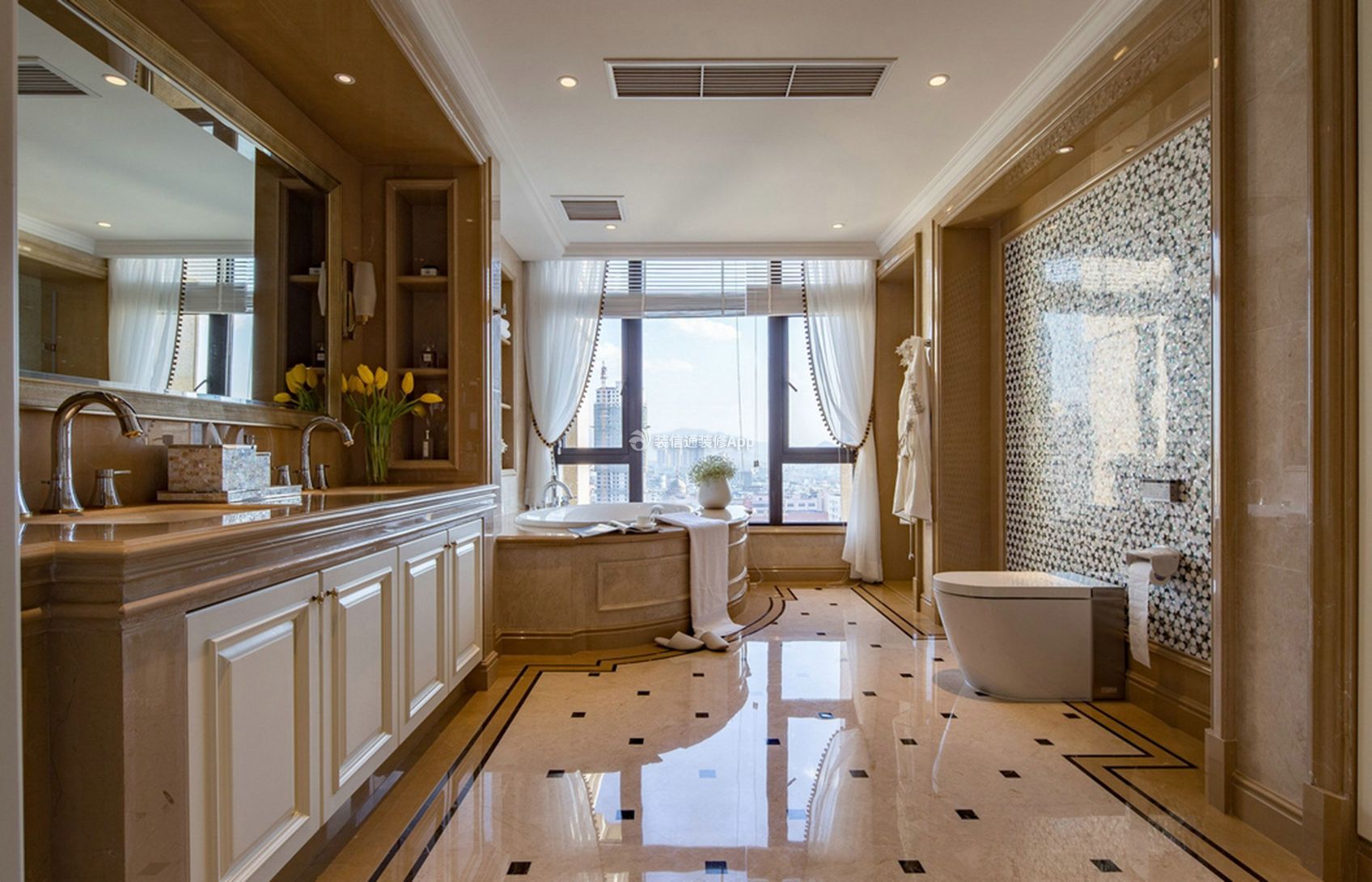 卫生间浴室地板砖装修设计图: