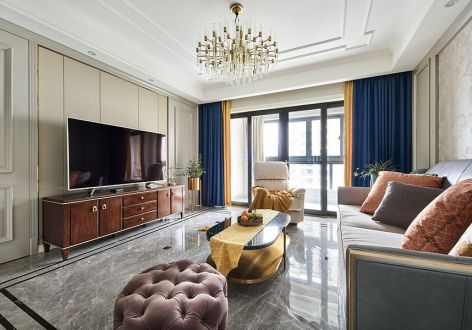 恒大雍河湾135㎡三居室美式风格装修案例