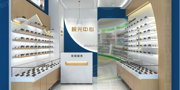 视光中心眼镜店新中式风格40㎡设计方案
