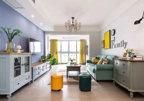 北滨苑113㎡三居室美式风格装修案例
