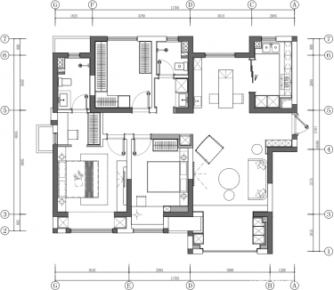 福星惠誉星誉国际现代简约风格125平米三居室装修案例