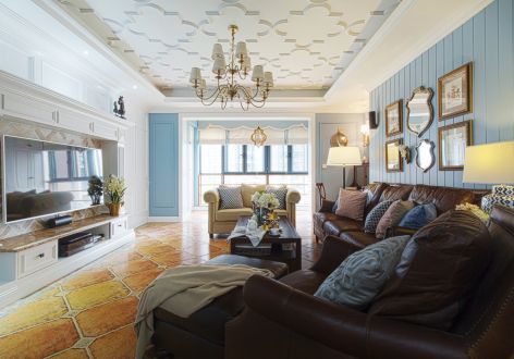 星河东悦湾美式风格108平米三室两厅装修案例
