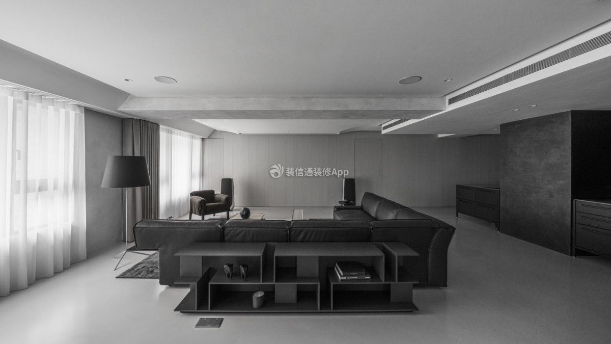 黑色极致现代时尚客厅装修效果图