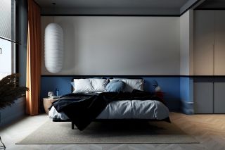 冷色调小众欧式卧室装修效果图