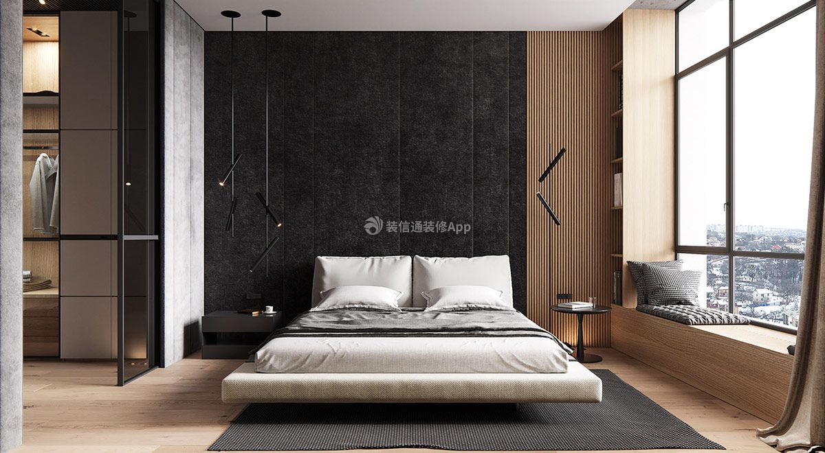 170平米时尚现代卧室背景墙装修效果图