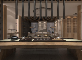 茶品汇480平新中式风格店铺装修案例