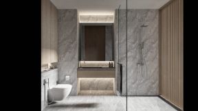 卫生间玻璃门装修设计效果图 淋浴间装饰设计效果图