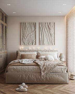 创意卧室床头背景墙 暖色调卧室背景墙设计