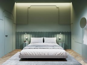 小清新卧室装修设计 现代背景墙设计效果图