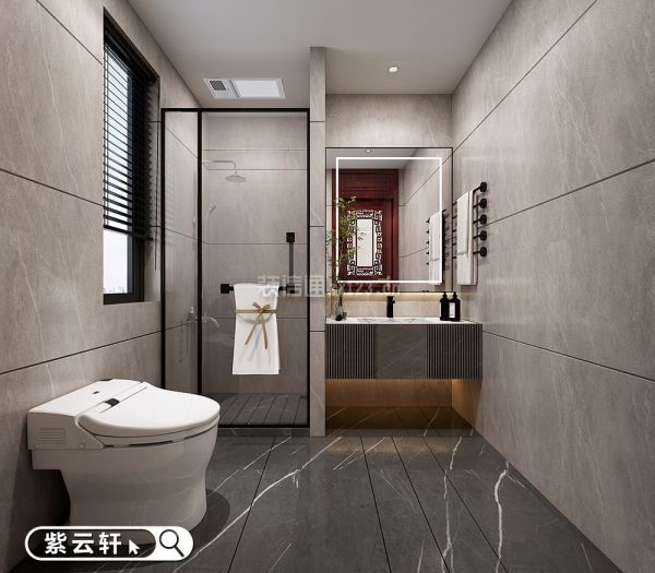 紫云轩别墅中式装修效果图-卫浴室