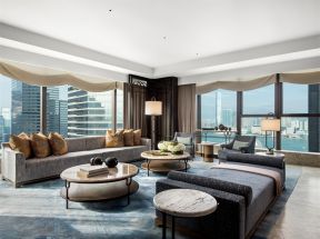 上海高端酒店总统套房会客厅装修效果图