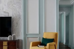 [石家庄三宅一生装饰公司]160㎡美式风案例，浅蓝绿的墙面+木质家具搭配，清新十足！