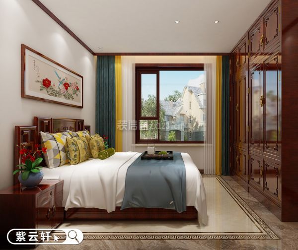 紫云轩中式家庭装修设计图-卧室