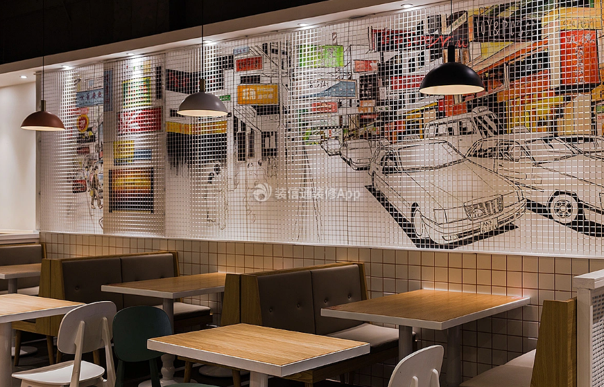 上海餐饮店创意背景墙设计装修效果图