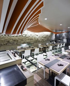 上海餐饮店创意个性吊顶设计装修效果图