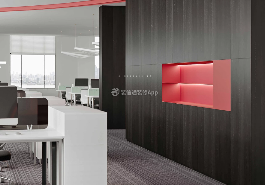 上海写字楼办公室走廊展示墙装修效果图