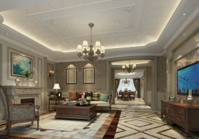 上海别墅豪华客厅装饰设计效果图