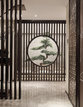 上海老洋房玄关中式屏风装修设计效果图
