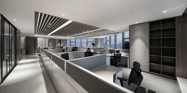 房产公司办公室装修现代风格1500㎡设计方案