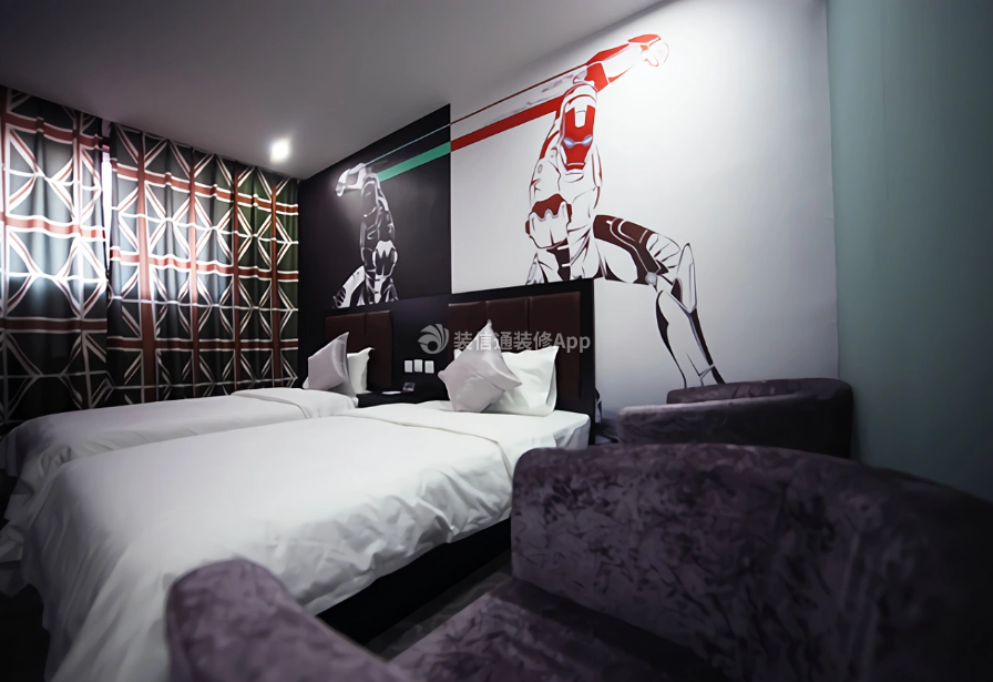 杭州酒店漫威主题房装修设计效果图