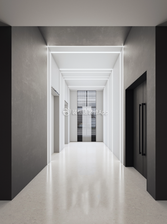 杭州办公楼电梯走廊简约装修设计效果图