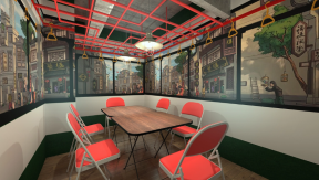 杭州广式餐饮店铺背景墙装修设计效果图