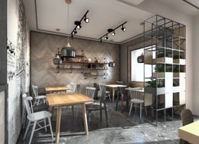 杭州餐饮店铺室内工业风装修设计效果图