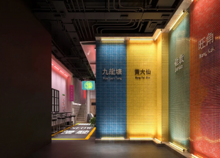 杭州餐饮店铺港风走廊装修设计效果图