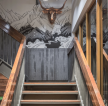 杭州餐厅楼梯背景墙装修装潢效果图