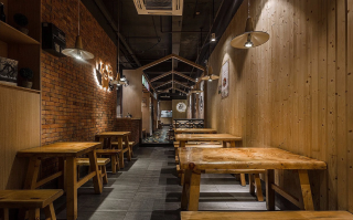 杭州餐厅木质装修装潢设计图