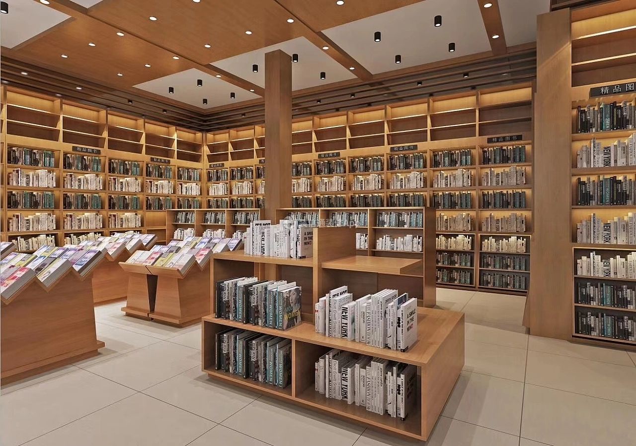 杭州310平米书店展架装修设计效果图