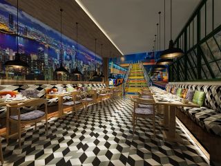杭州360平米茶餐厅港风装饰装修效果图