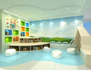 杭州430平米儿童书店背景墙装修设计效果图