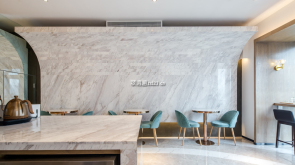 杭州咖啡馆室内大理石背景墙设计装修效果图