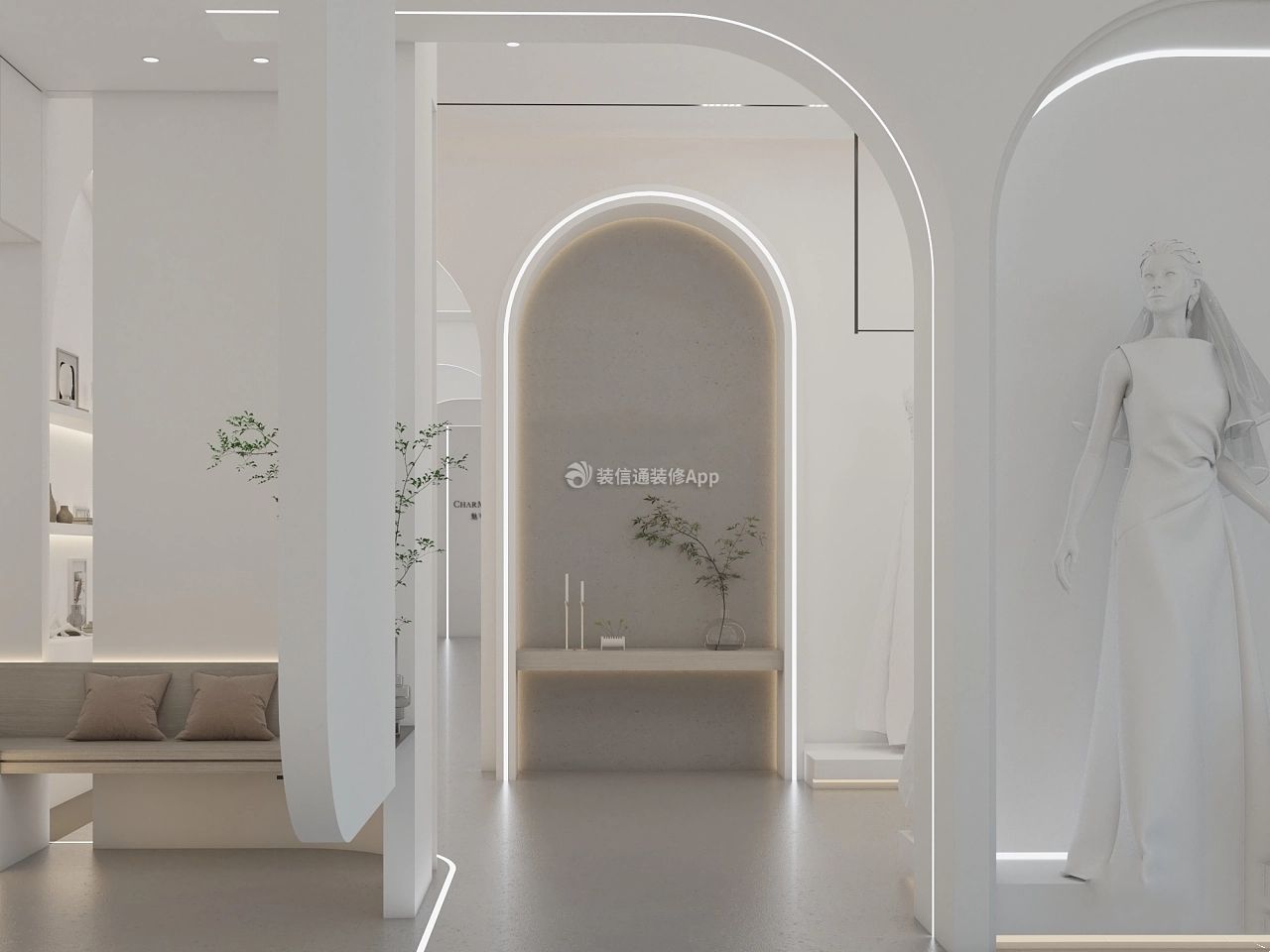 杭州婚纱店走廊拱门装修设计效果图