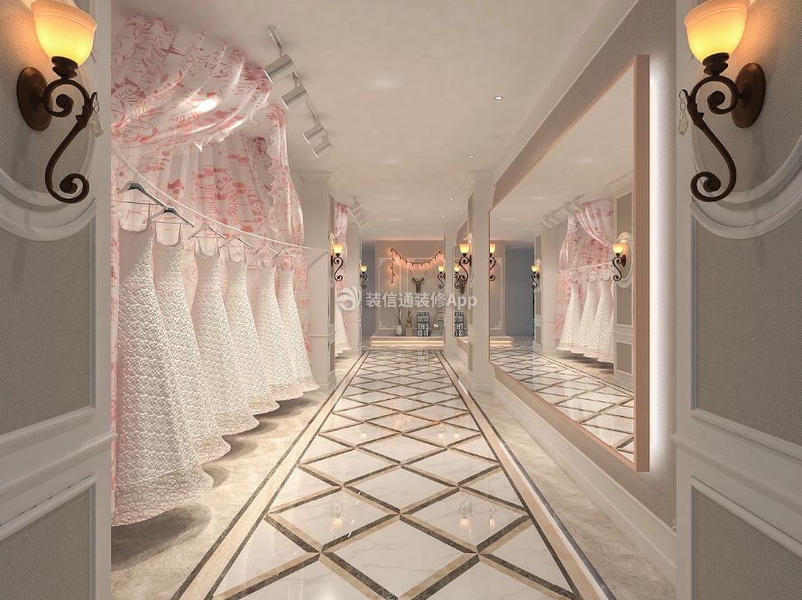杭州婚纱店展区走廊地板装修设计效果图